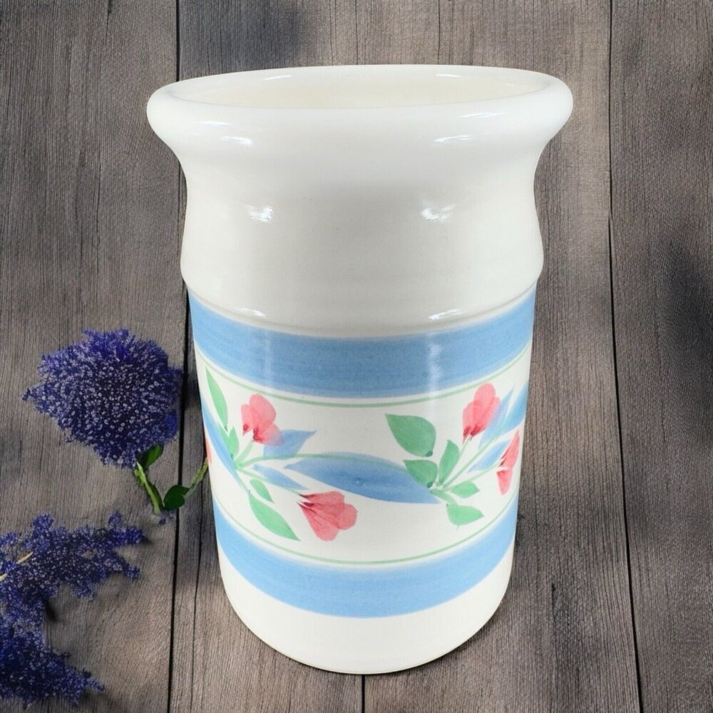Patton Hand Made‎ Stoneware Pottery Vase Vessel Hand Crafted Floral Pattern VTG